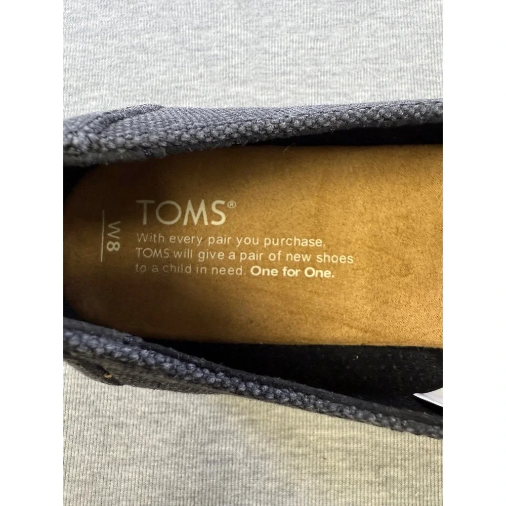 TOMS Clarissa Peep Toe Espadrille Wedge‎ Sandals Charcoal Gray Canvas Womens 8
